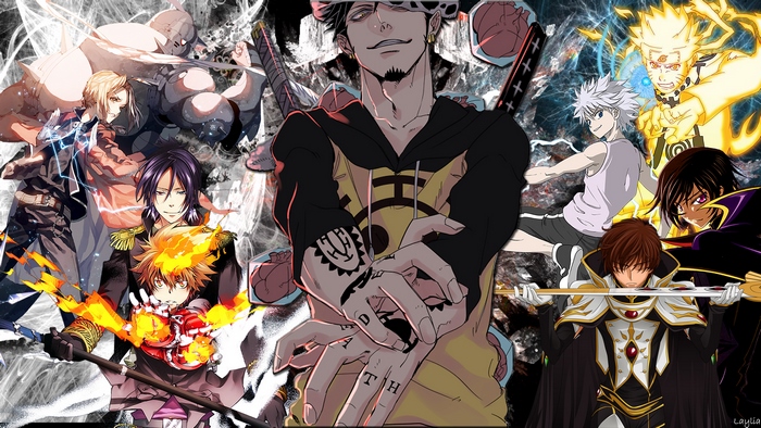 Trafalgar Law from One Piece, Naruto, Killua Zoldyck, Lelouch Lamperouge, and others
