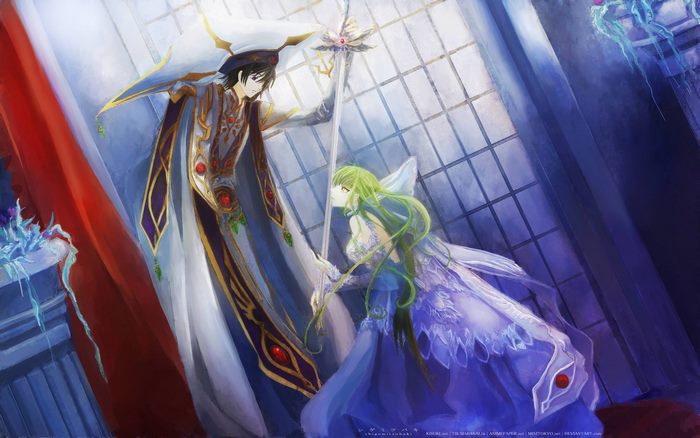 Lelouch Lamperouge and C.C. from Code Geass