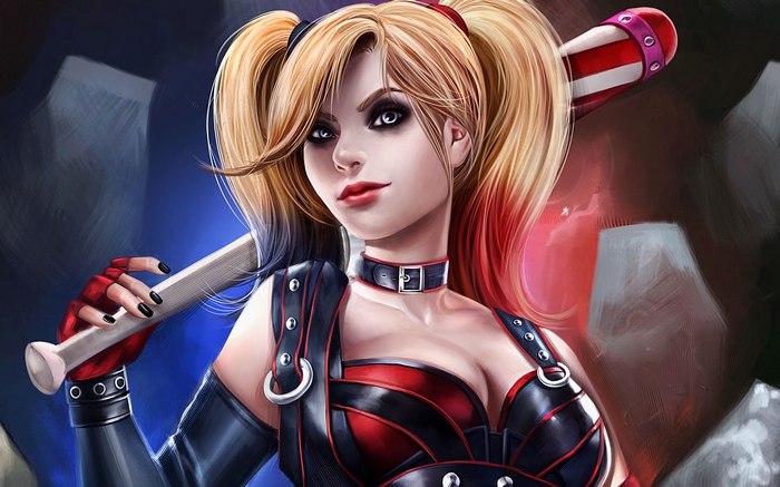 Harley Quinn holding a baseball bat