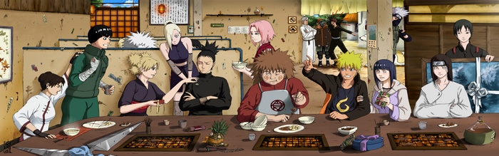 Naruto characters gathered around a table
