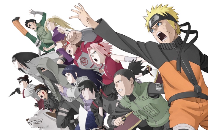 Naruto and Konoha 11 characters running