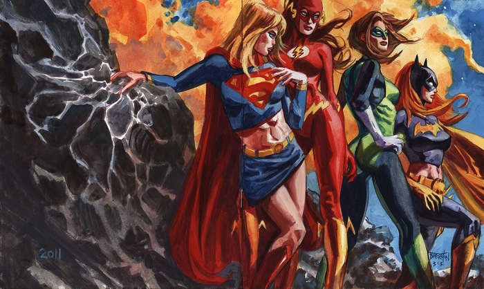 Supergirl, Flash, Batgirl, and Green Lantern from DC Comics