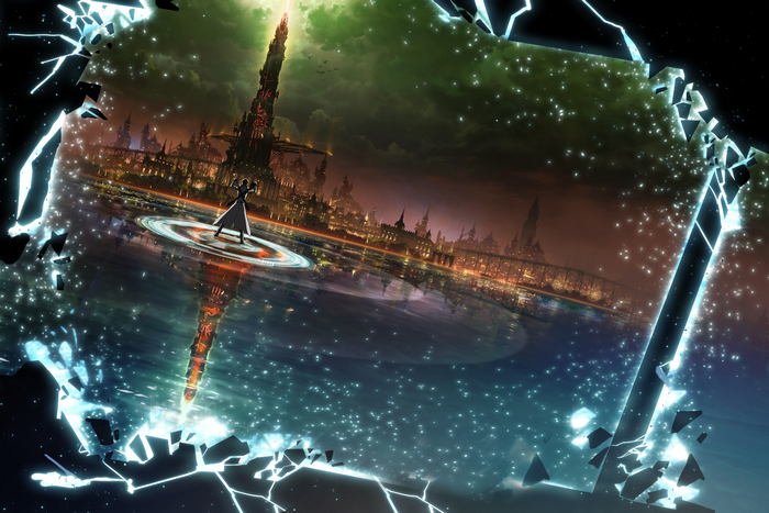 Kazuto Kirigaya in a fantasy city