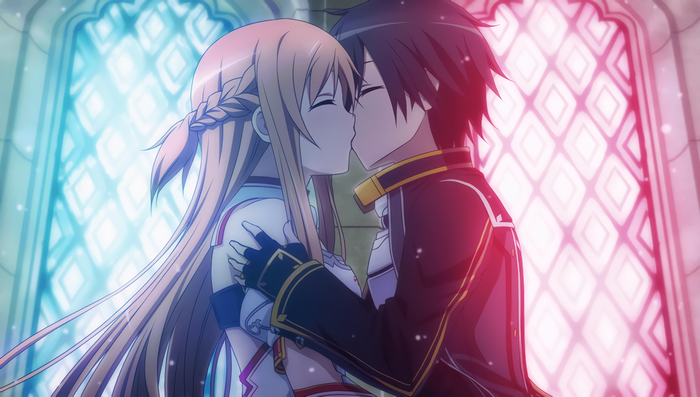 Kirito and Asuna kissing