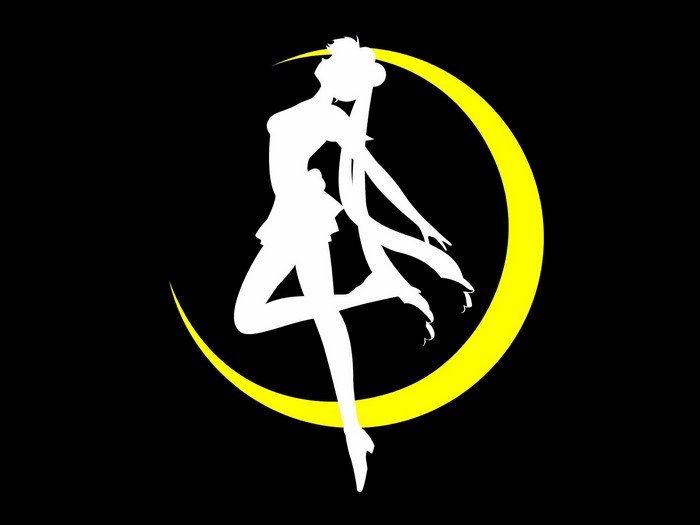 Sailor Moon silhouette on a crescent moon