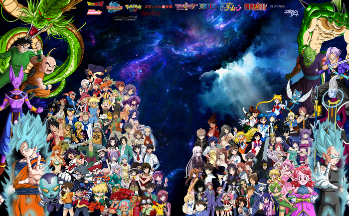 Anime characters from Dragon Ball, Sailor Moon, Fairy Tail, and more