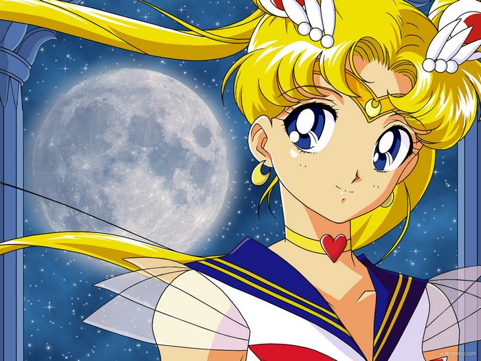 Sailor Moon in front of the Moon