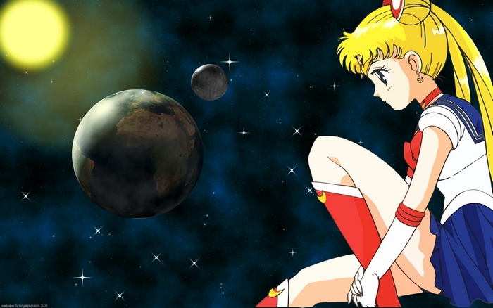 Sailor Moon Contemplating in Space