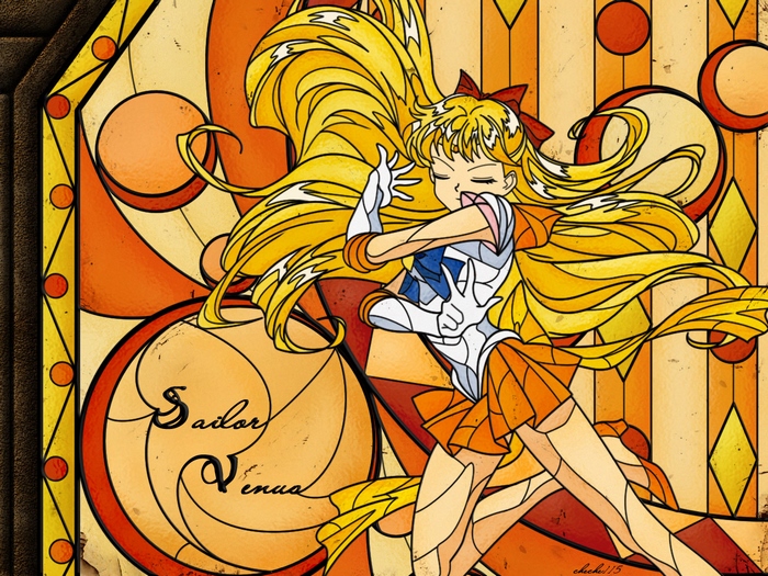 Sailor Venus from Sailor Moon stained glass art