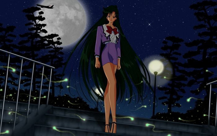Sailor Pluto from Sailor Moon at night