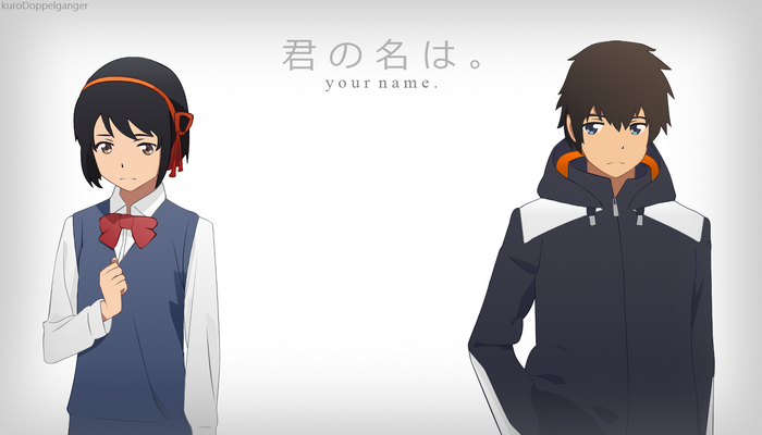 Mitsuha Miyamizu and Taki Tachibana from Your Name.
