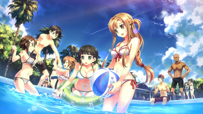 Asuna Yuuki and friends at the pool