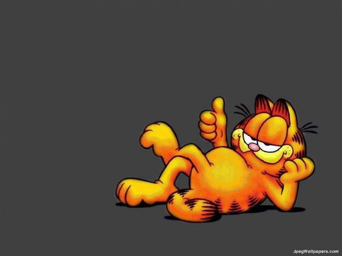 Garfield lying down and giving a thumbs up