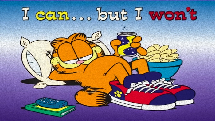 Relaxed Garfield Lounging with Snack and Drink