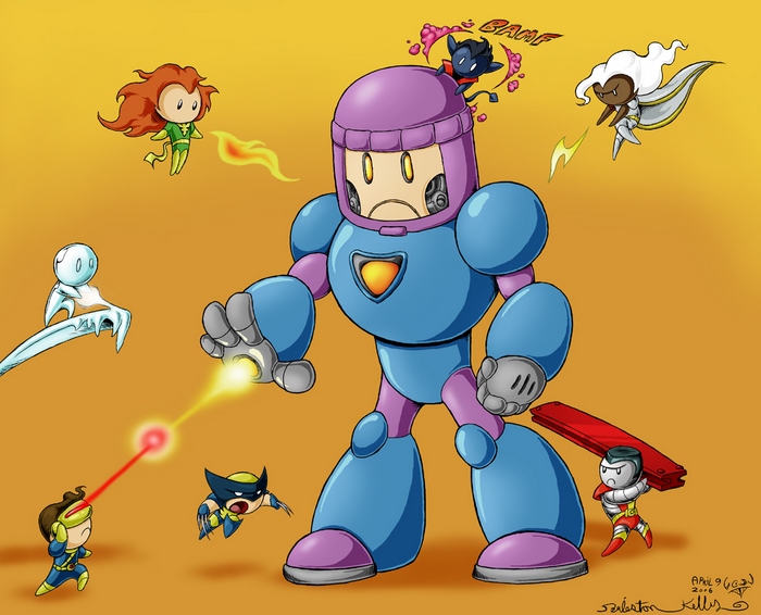 X-Men vs Sentinel Chibi