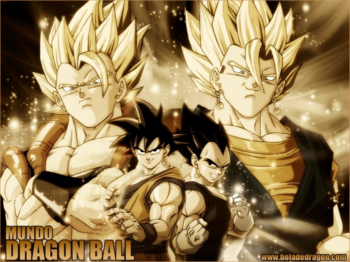 Goku, Vegeta, and Vegito from Dragon Ball