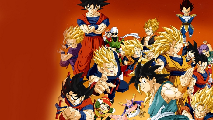 Dragon Ball Z characters on orange background