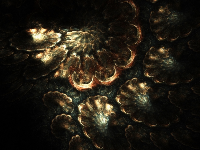 Abstract fractal pattern with golden and dark tones