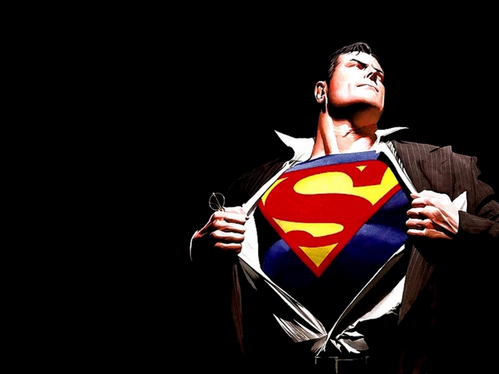 Superman ripping open his suit
