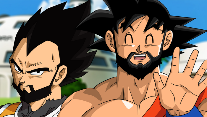Vegeta and Goku from Dragon Ball with beards