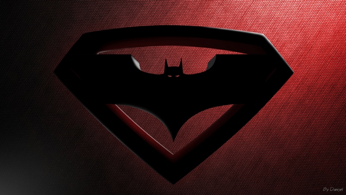 Batman logo inside Superman logo