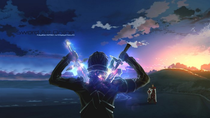 Kirito from Sword Art Online with swords