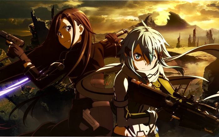 Asada Shino and Kirigaya Kazuto from Sword Art Online