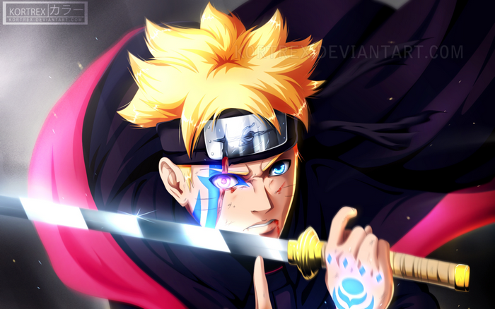 Boruto Uzumaki from Naruto holding a sword