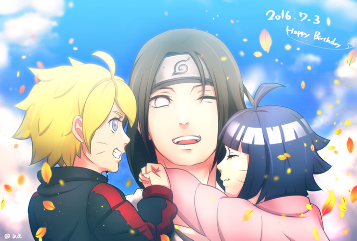 Neji Hyuga, Boruto Uzumaki, and Himawari Uzumaki from Naruto
