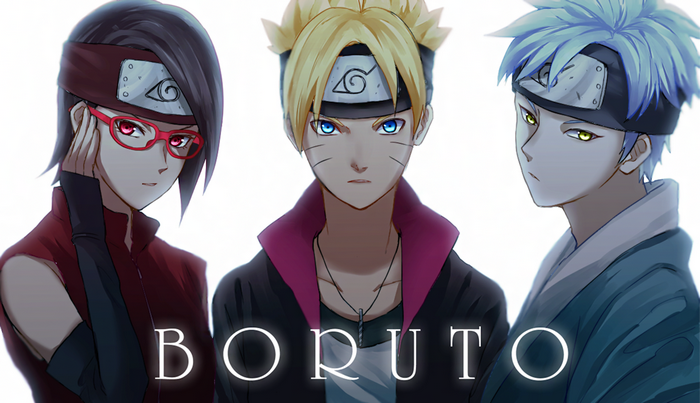 Boruto, Sarada, and Mitsuki from Boruto