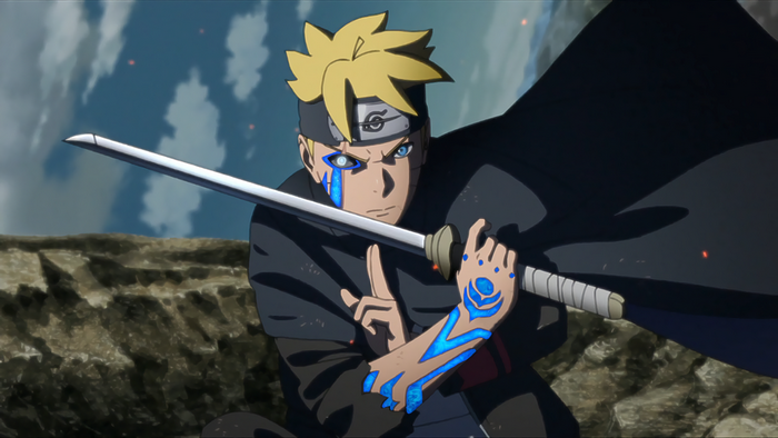 Boruto Uzumaki in Battle Pose with Sword