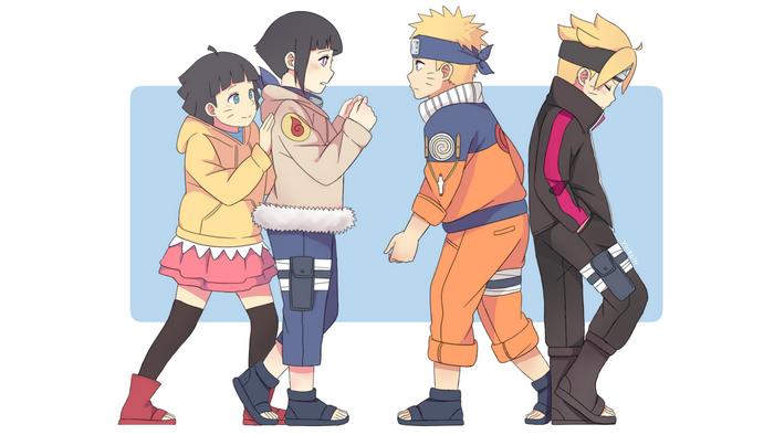 Naruto, Hinata, Boruto, and Himawari