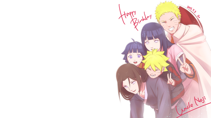 Naruto, Hinata, Boruto, Himawari, and Neji from Naruto