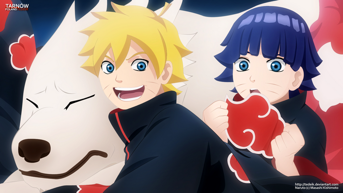 Boruto Uzumaki and Himawari Uzumaki with Kurama