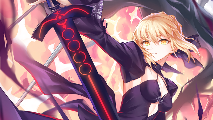 Saber from Fate Series with a large sword