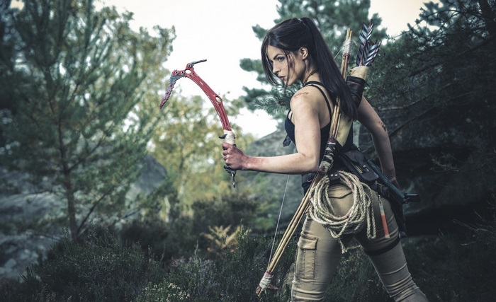 Lara Croft with bow and ice axe