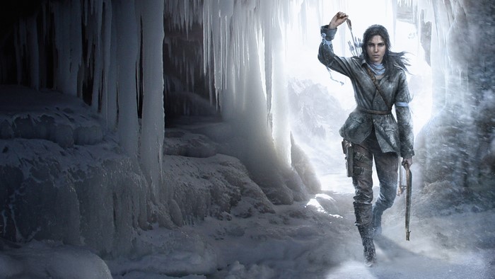 Lara Croft in an icy cave