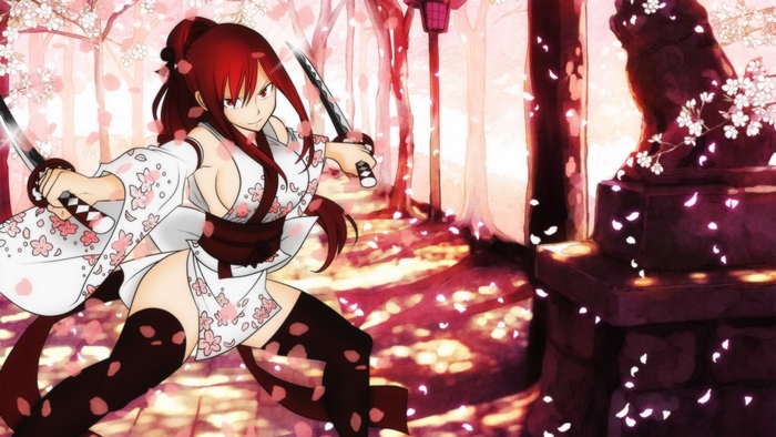Erza Scarlet in Sakura Blossom Duel Pose