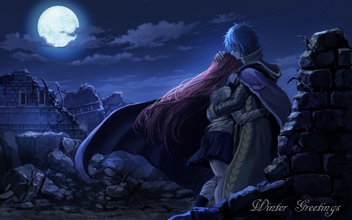 Erza Scarlet and Jellal Fernandes in Winter
