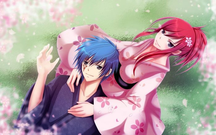 Erza Scarlet and Jellal Fernandes in Kimonos