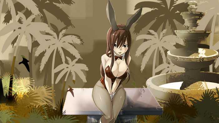 Erza Scarlet from Fairy Tail in a bunny outfit