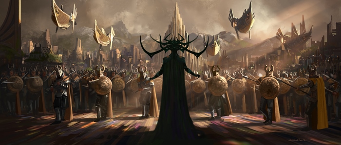 Hela and her army in Asgard from Thor