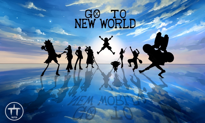 One Piece characters silhouettes in New World