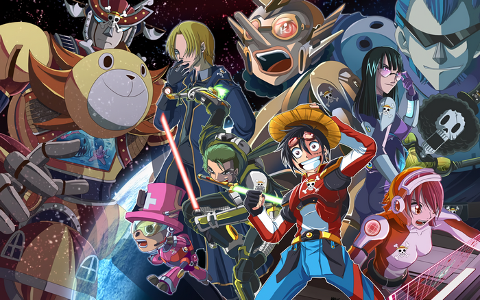 One Piece characters in futuristic outfits