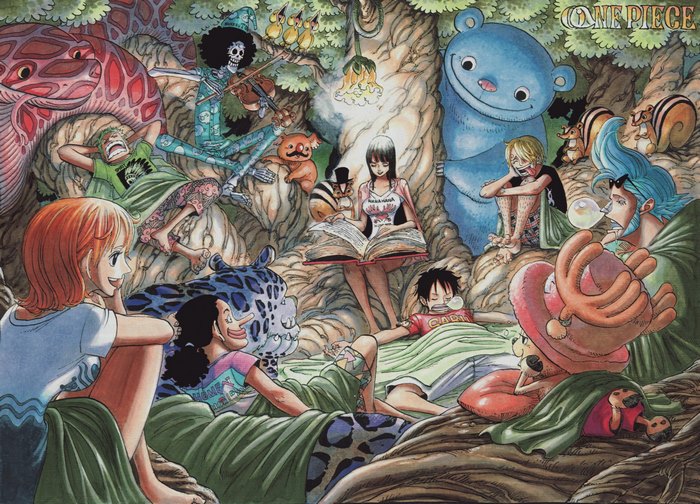 One Piece characters in a forest