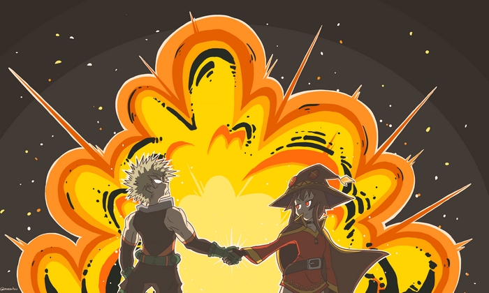 Katsuki Bakugou and Megumin shaking hands