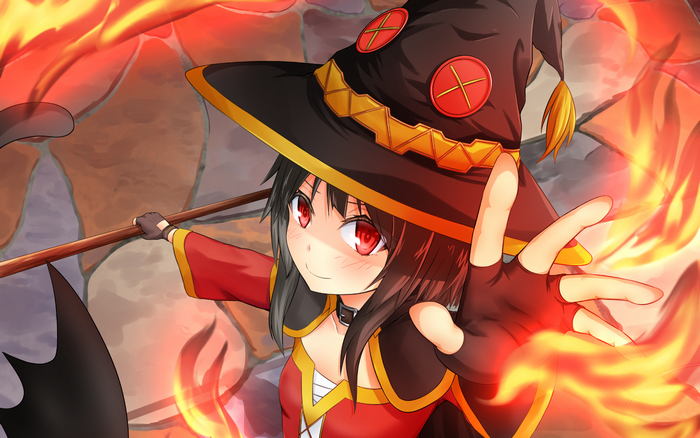 Megumin from KonoSuba casting a spell