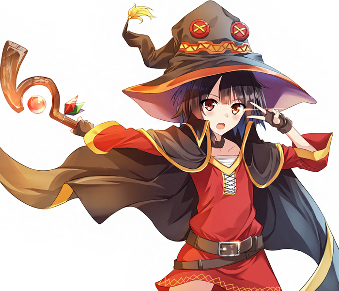 Megumin from KonoSuba holding a staff