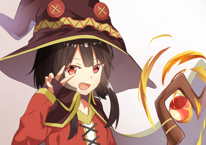 Megumin from KonoSuba casting a spell