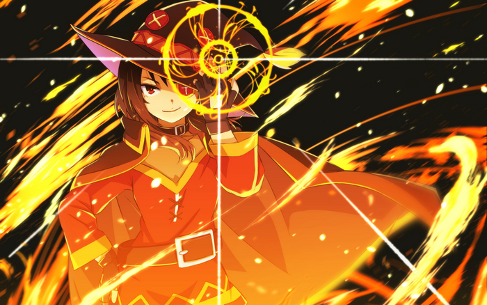 Megumin from KonoSuba casting a spell
